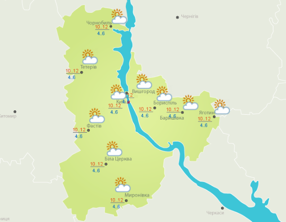 Погода в Києві на 4 листопада 2018